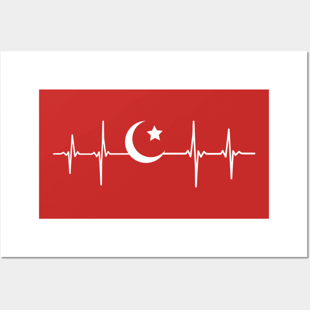 Turkiye Halfmoon Symbol Heartbeat Wall Art by Shirtbubble